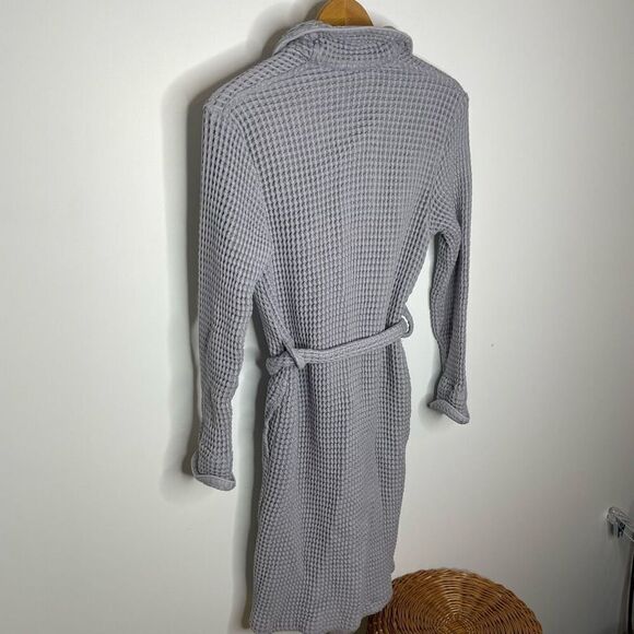 Brooklinen Gray Waffle Robe Turkish Cotton Bath Wrap Grey Size Xs / S Small - Picture 7 of 9